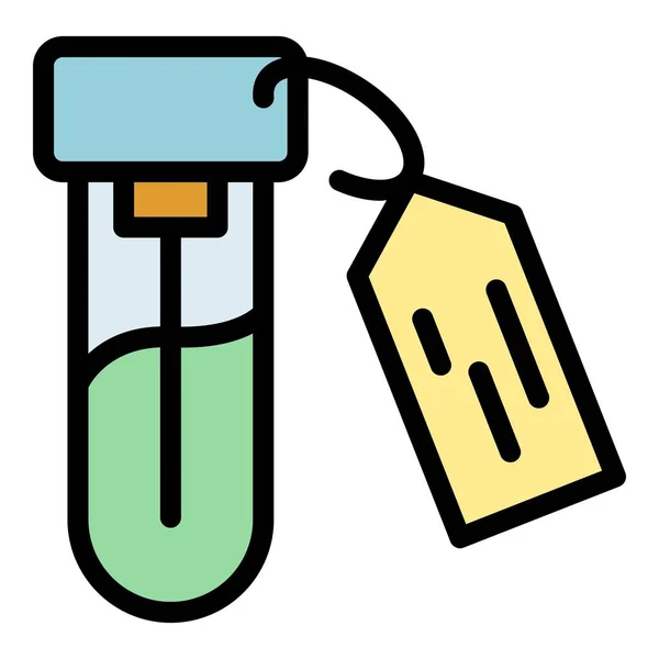 Test Tube Tag Icon Outline Vector Lab Science Medical Equipment — Stock Vector