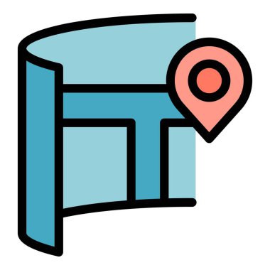 Müze sanal tur ikonu ana hatları vektörü. Kamera var. Açı görüntü rengi düz