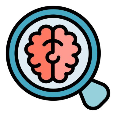 Beyin inceleme ikonu ana hatları vektörü. Röntgen makinesi. Bakım anatomisi rengi düz