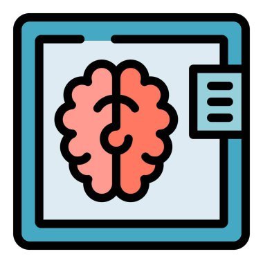 Beyin MRI resim ikonu ana hatları vektörü. Sağlık sigortası. İnsan vücudu rengi düz