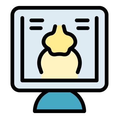 Xray inceleme ikonu ana hatları vektörü. MR kemiği. Tıbbi makine rengi düz