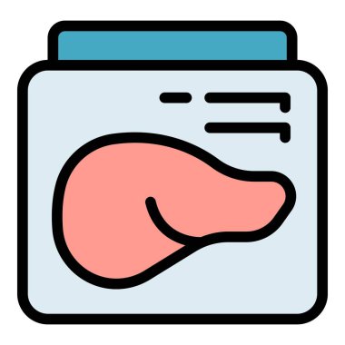 Dalak inceleme ikonu ana hatları vektörü. Röntgen makinesi. Sağlık hizmeti MRI rengi düz