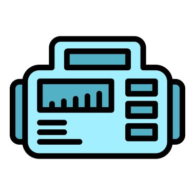 Tıbbi oksijen yoğunlaştırıcı ikon ana hat vektörü. Ev aletleri. Taşınabilir terapi rengi düz