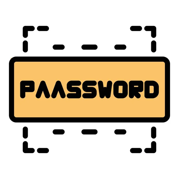 Passwort Login Symbol Umrissvektor Internet Überprüfungen Code Schritt Farbe Flach — Stockvektor