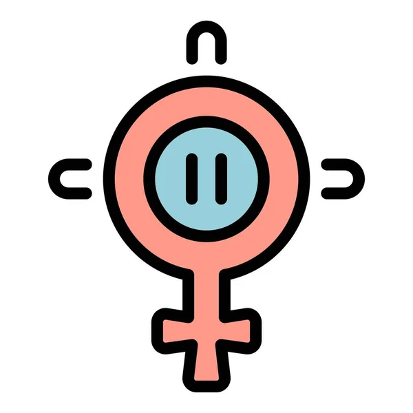 Γυναίκα Εμμηνόπαυση Εικονίδιο Διάνυσμα Περίγραμμα Ορμονική Υγεία Γυναικείο Χρώμα Ισορροπίας — Διανυσματικό Αρχείο