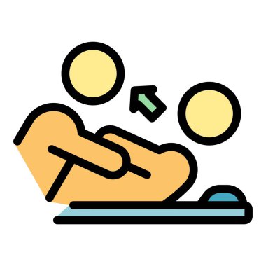 Spor adamı ikon taslak vektörü. Tıbbi hasta. Yaralanma sağlık rengi düz