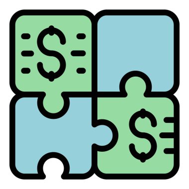 Gelir simgesi ana hatları vektörü. Pasif para. İş bilgisayarı rengi düz