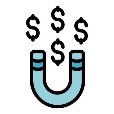 Para gelir mıknatısı ana hatları vektörü. Pasif gelir. İş bilgisayarı rengi düz