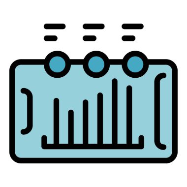 Akıllı telefon gelir ikonu ana hatları vektörü. Pasif para. İş bilgisayarı rengi düz
