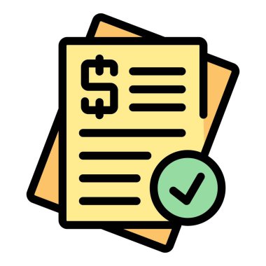 Onaylanmış bildirim ikonu ana hatları vektörü. Yasal belge. Çevrimiçi renk kullan