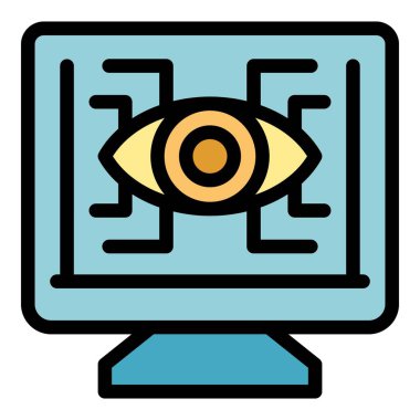 Dijital göz arama ikonu ana hatları vektörü. Ekonomik sonuç. Stok raporunun rengi düz