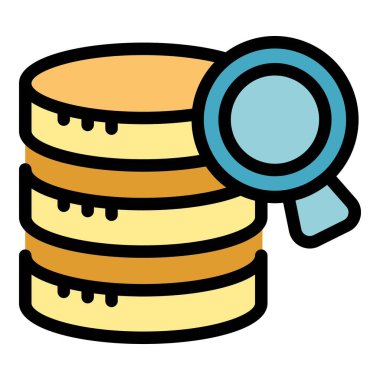 Sunucu genel görünüm simgesi ana hatları vektörü. Veri sonucu. Finans raporu rengi düz