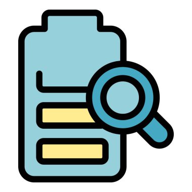 Batarya genel görünüm çizelgesi vektörü. Veri sonucu. Ekonomik cam rengi düz