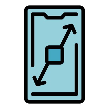 Telefon görüntüleme simgesi ana hatlı vektörü. İş verileri. Denetim fonksiyonu rengi düz