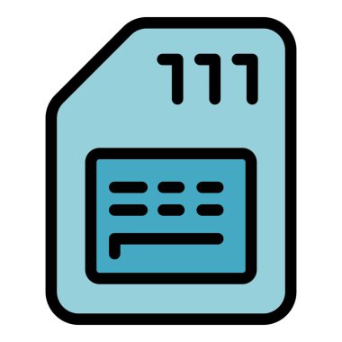 Sim kart genel görünüm ikon ana hatları vektörü. Veri sonucu. Stok raporunun rengi düz