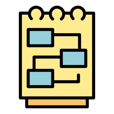 Not defteri iş planı simgesi ana hatları vektörü. Güvenlik parası. Strateji renk değişimi düzlüğü