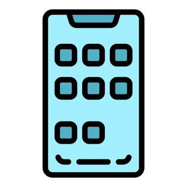 Mobil uygulama simgesi ana hatları vektörü. Akıllı telefon. Web cep telefonu rengi düz