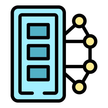 Akıllı telefon uygulaması simgesi ana hatları vektörü. İnternet ekranı. Veri ögesi rengi düz