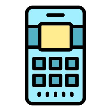 Web telefon uygulaması simgesi ana hatları vektörü. İnternet cep telefonu. Veri ögesi rengi düz