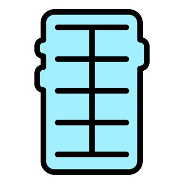 Tüketici telefonu uygulaması simgesi ana hatları vektörü. Medya yüklemesi. Akıllı web rengi düz