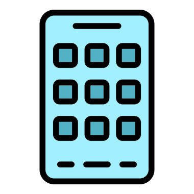 Müşteri telefonu uygulaması simge ana hatları vektörü. Akıllı internet. Ortam ekran rengi düz