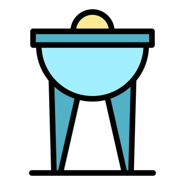 Lamba ayakta ikon çizgisi vektörü. Avize ışığı. Döşeme mobilyası rengi düz