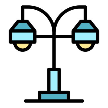 Kolye lamba ikonu ana hat vektörü. Ev ışığı. Ofis öncülüğünde renk düzlüğü