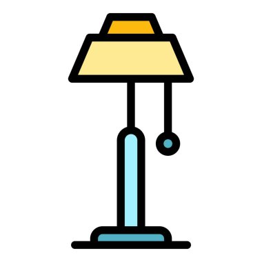 Uzun avize ikonu ana hat vektörü. Lamba standı. Ev aydınlatma rengi düz