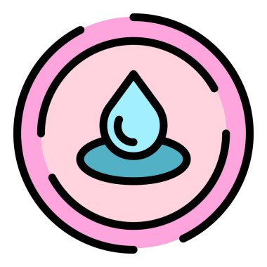 Krem damlası ikon ana hatları vektörü. Yüz masajı. Yüz rengi düz