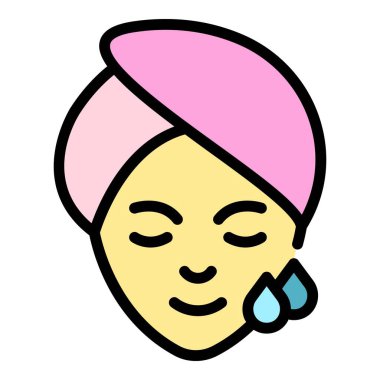 Patenli yüz masajı ikonu ana hat vektörü. Kadın derisi. Bakım spa rengi düz