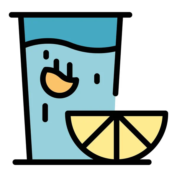 Gläserne Limonade Icon Outline Vektor Zitronenstroh Trinken Sie Wasserfarbe Flach — Stockvektor