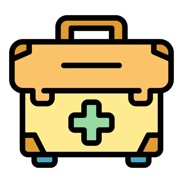 Περίγραμμα Διανύσματος Εικονιδίων Πρώτων Βοηθειών Κουτί Έκτακτης Ανάγκης Υγεία Περίπτωση — Διανυσματικό Αρχείο