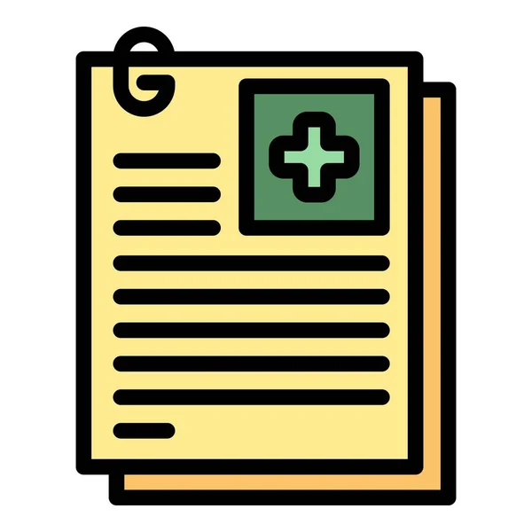 Konturenvektor Mit Dem Symbol Patientenkarte Krankenakte Krankenakte Farbe Flach — Stockvektor