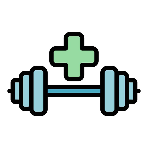 Barbell Ανάκτηση Διάνυσμα Περίγραμμα Εικονίδιο Καρδιά Γυμναστικής Αθλητισμός Fitness Χρώμα — Διανυσματικό Αρχείο