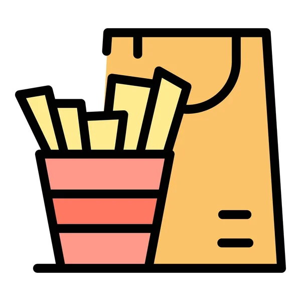 Fast Food Lieferung Symbol Umrissvektor Online Bestellen Essen Pickup Farbe — Stockvektor