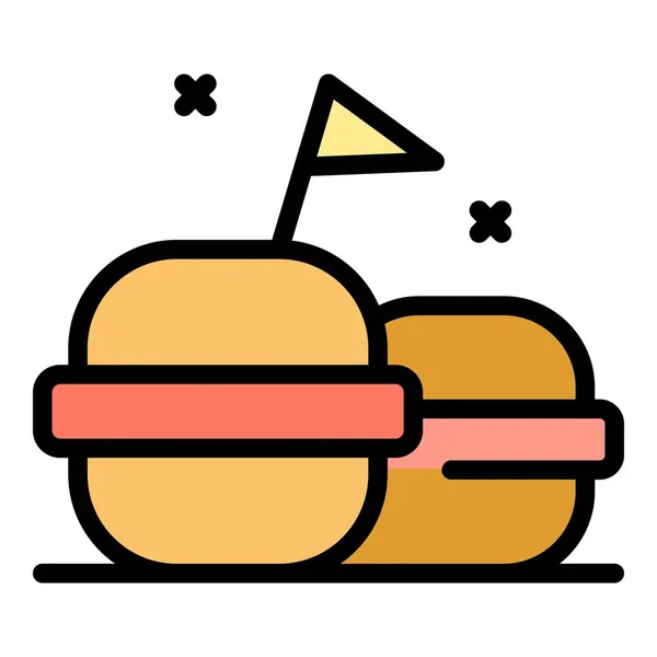 Amerikan Sipariş Burger Ikonu Ana Hatları Vektörü Teslimat Çevrimiçi Yemek — Stok Vektör
