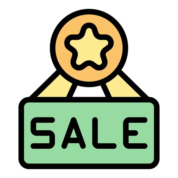 Sale Tag Icon Outline Vector Promo Code Digital Price Color — Stock Vector
