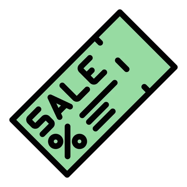 Sale Ticket Icon Outline Vector Promo Code Digital Price Color — Stock Vector