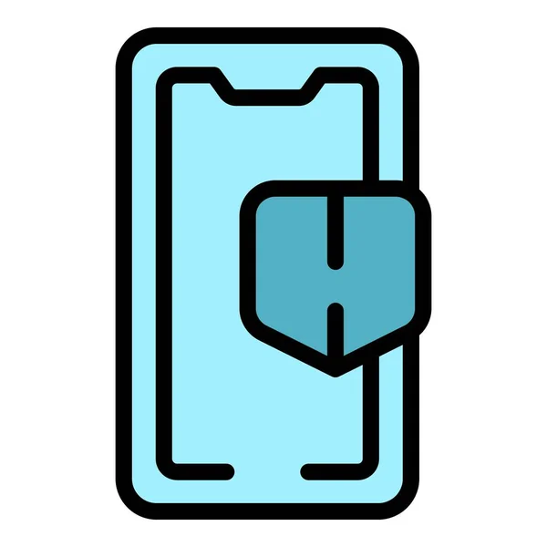 Gesicherte Telefon App Symbol Umrissvektor Bildschirmfinger Smart Web Farbe Flach — Stockvektor