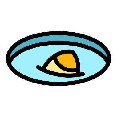 Buz deliği balık ikonu ana hatları vektörü. Kış Gölü. Donmuş kişinin rengi düz