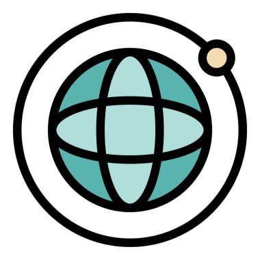 Zaman dilimi simgesi ana hatları vektörü. Dünya saati. Uluslararası harita rengi düz