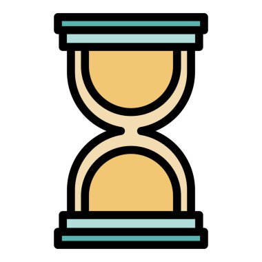 Kum saati simgesi ana hatları vektörü. Saat haritası. Yerel zaman dilimi rengi düz