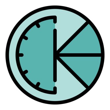 İş zamanı simgesi ana hatları vektörü. Dünya bölgesi. Asya zaman rengi düz