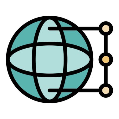 Meridyen zaman dilimi ikonu ana hatları vektörü. Saat haritası. Yerel genel renk düzlüğü