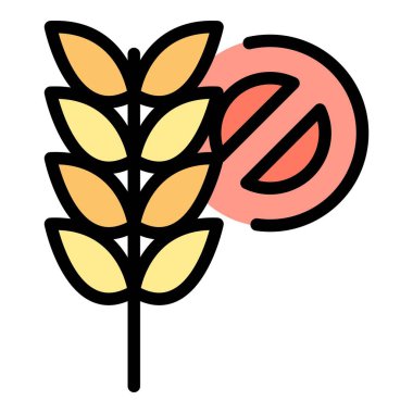 Organik buğday ikonu ana hatları vektörü. Glütensiz. Süt tohumu rengi