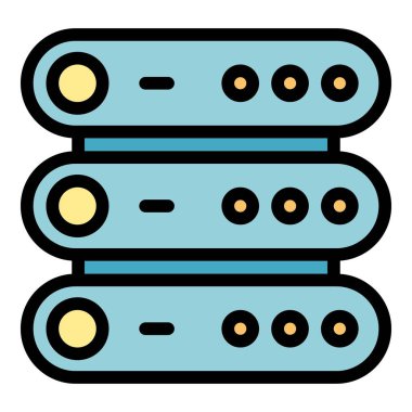 Sunucu belleği ana hatları vektörü. Cep telefonu verileri. Telefon ikili rengi düz