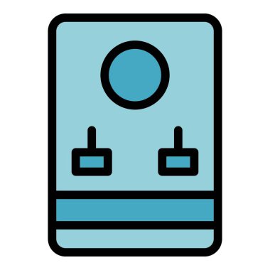 Pc hdd simgesi ana hatları vektörü. Veri hafızası. Kutu yükseltme rengi düz