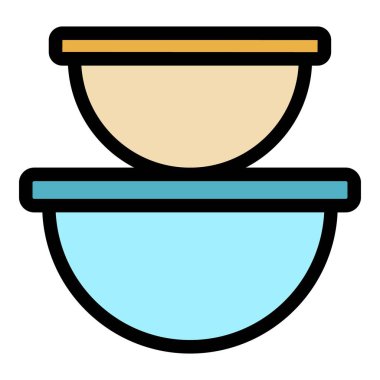 Bowl paketi ikon ana hatları vektörü. Şeker kutusu. Atıştırma paketi rengi düz