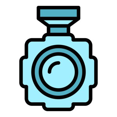 Drone kamera ikonu ana hatlı vektör. Hava fotoğrafçılığı. Hava helikopteri rengi düz