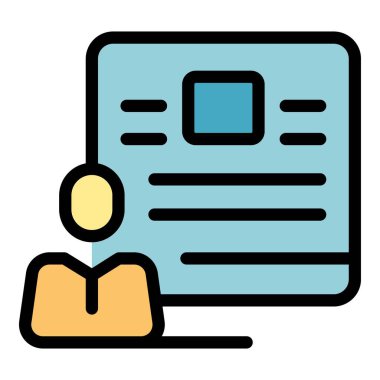 Simge ana hatları vektörü öğreniliyor. Sistem lms. Eğitim eğitimi rengi düz